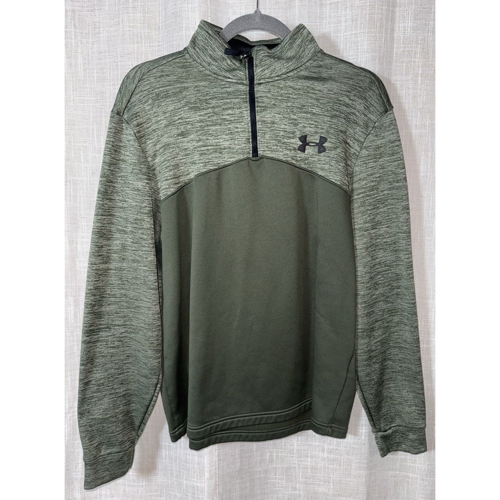 Under Armour Coldgear Men's Size M Medium Loose L/S Green 1/4 Zip Pullover